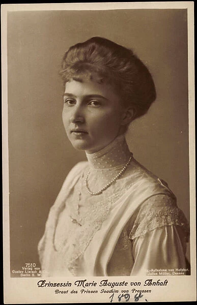 Ak Princess Marie Auguste of Anhalt, Bride of Prince Joachim of Prussia (b  /  w photo)