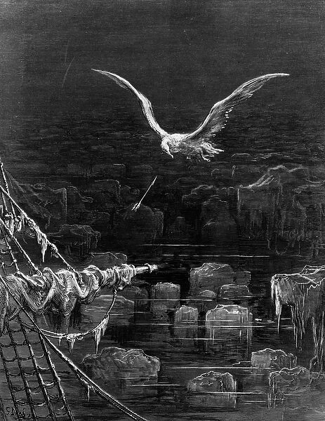 The albatross is shot by the Mariner, scene from The Rime of the Ancient Mariner by S