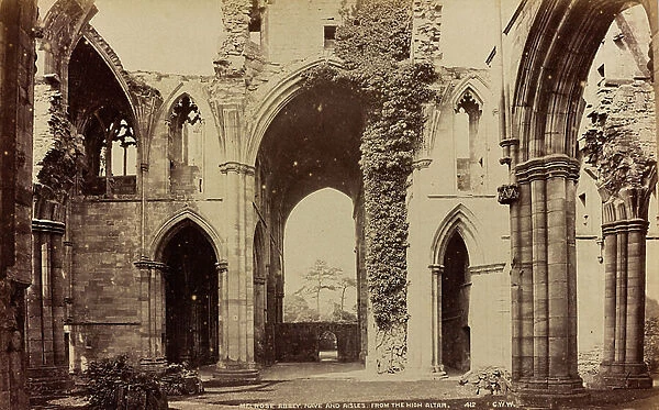 Album 'Voyage en Ecosse Septembre 1880': Inside the abbey of Melrose