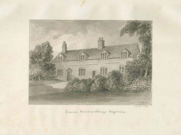Aldridge Grammar School: sepia drawing, 1847 (drawing)