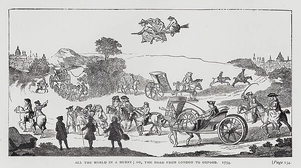 All the World in a Hurry; or, The Road to Oxford, satire on the Oxfordshire Election of 1754 (engraving)