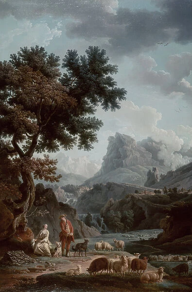 The Alpine Shepherdess (oil on canvas)