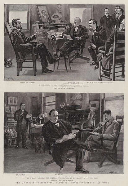 The American Presidential Election, Rival Candidates at Work (engraving)