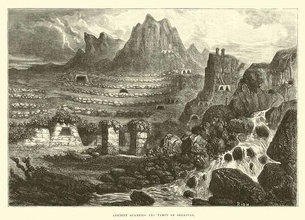 Ancient quarries and Tampu of Ollantay (engraving)