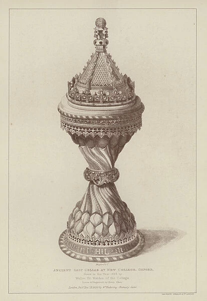 Ancient Salt Cellar at New College, Oxford (engraving)