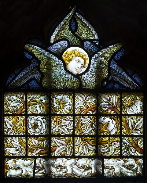 Angel & Foliage, 1884 (stained glass)