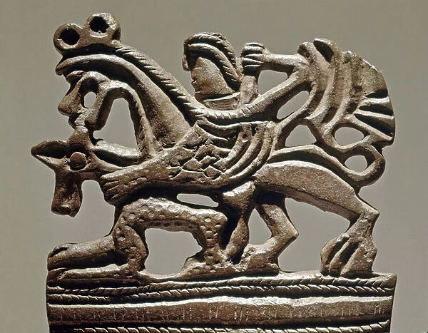 Apollo on a griffin, 4th century BC (bronze tank ornament)