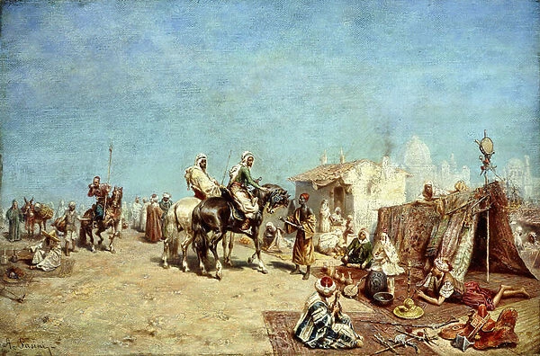 An Arab Encampment, (oil on canvas)