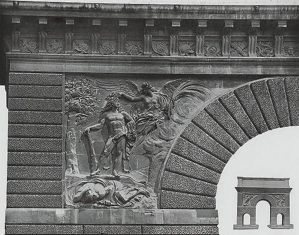 Arc De Triomphe De La Porte Saint-Martin, Architecte, P Bullet, Sculpteurs, Desjardins, Marsy, Le Hongre (b / w photo)