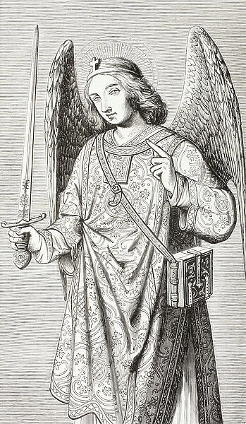 The Archangel Michael, After A Miniature In A Book Of Hours. From Les Artes Au Moyen Age, Published Paris 1873 ©UIG / Leemage