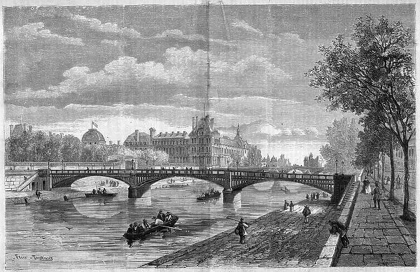 Architecture: view of the bridge of Solferino in Paris. Built by engineer Paul Martin