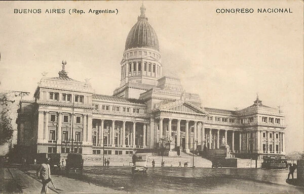 Argentine National Congress building, Buenos Aires, Argentina (b  /  w photo)