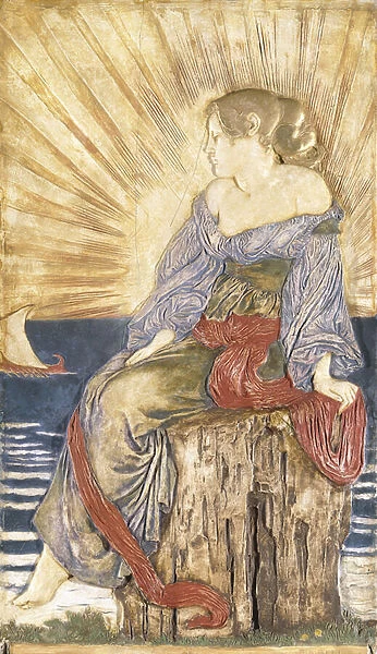 Ariadne, (paster relief painted and gilt)