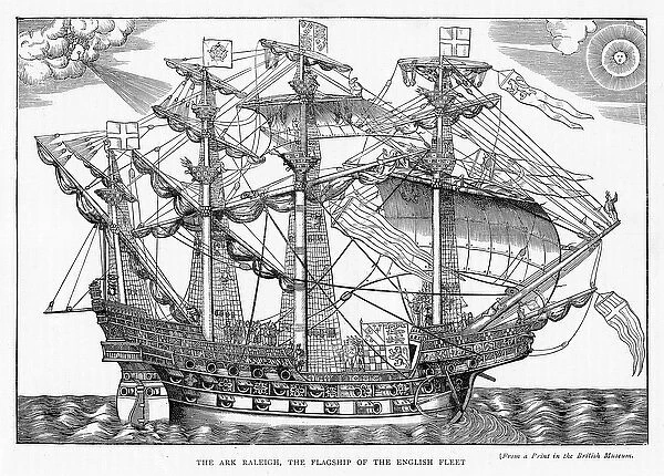 The Ark Raleigh, the Flagship of the English Fleet, from Leisure Hour, 1888