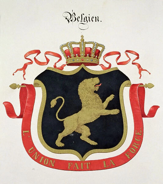 Arms of the Belgian Royal Family, from a collection of watercolours published in Germany
