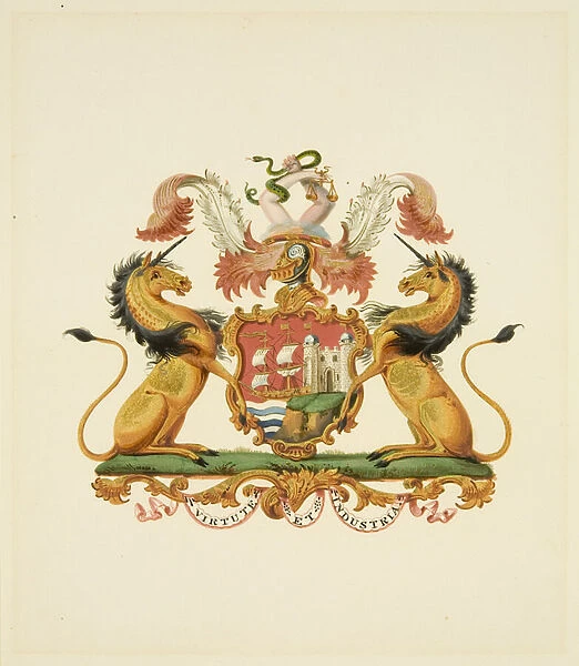 Arms of the City of Bristol, c. 1830 (pencil & w  /  c paper)