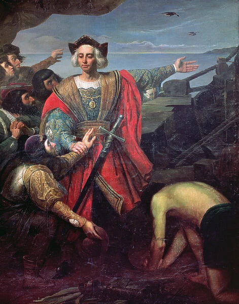 Arrival of Cristobal Colon in America (oil on canvas)