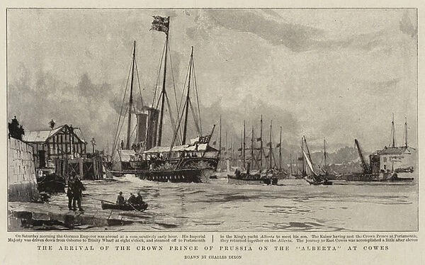 The Arrival of the Crown Prince of Prussia on the 'Alberta'at Cowes (engraving)