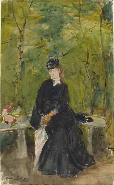 The Artists Sister Edma Seated in a Park, 1864 (w  /  c)