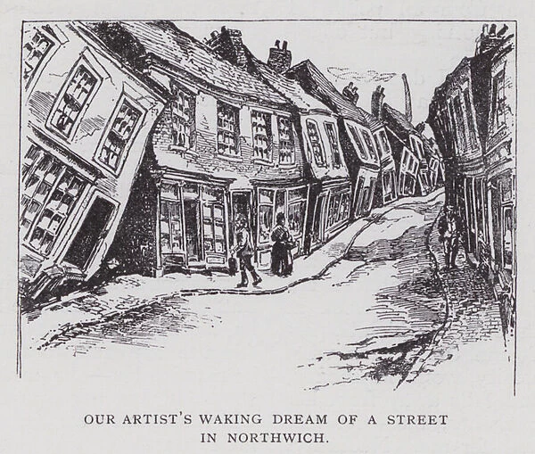 Our artists waking dream of a street in Northwich (litho)