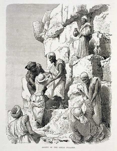Ascent of the Great Pyramid, 19th century (engraving on paper)