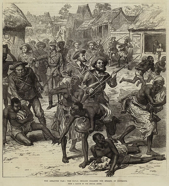 The Ashantee War, the Naval Brigade clearing the Streets of Coomassie (engraving)