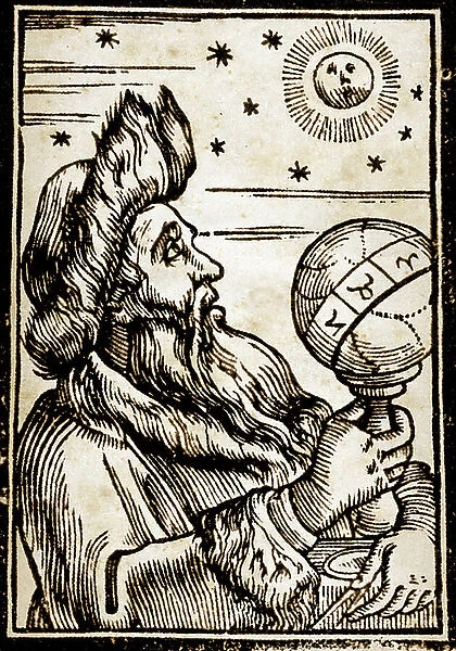 ASTRONOMER who observes the sky, 1695 (engraving)