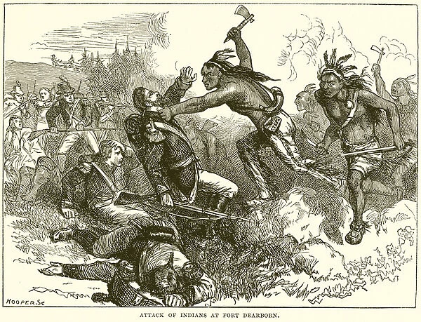 Attack of Indians at Fort Dearborn (engraving)
