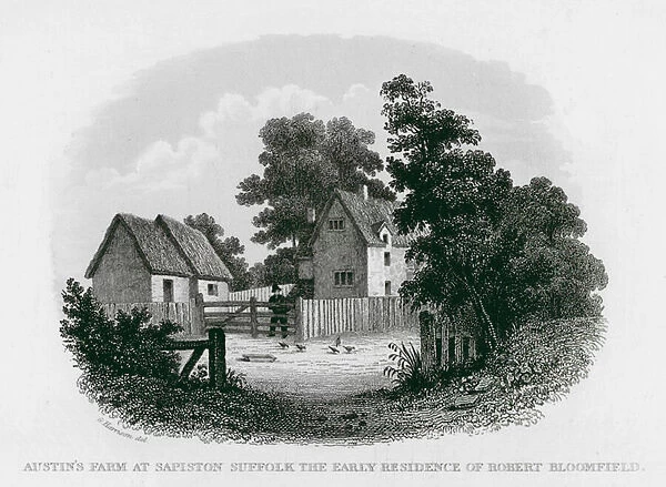Austins Farm at Sapiston, Suffolk, the Early Residence of Robert Bloomfield (engraving)