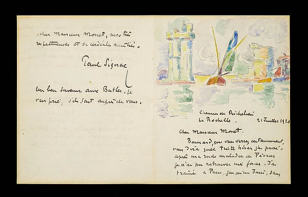Autograph letter to Claude Monet, 21 July 1920 (w  /  c, pencil & ink on folded paper)