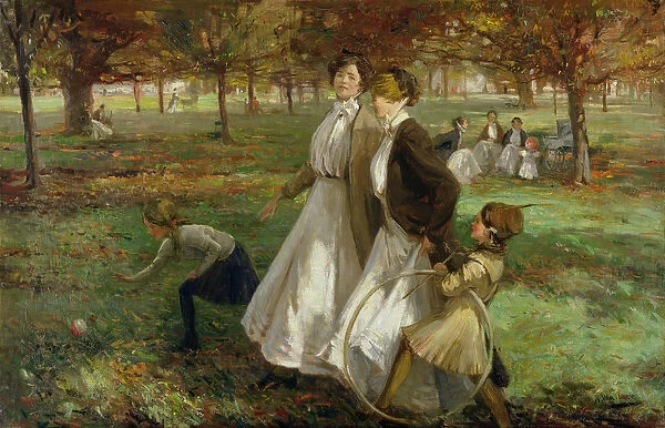 Autumn in Kensington Gardens (oil on canvas)