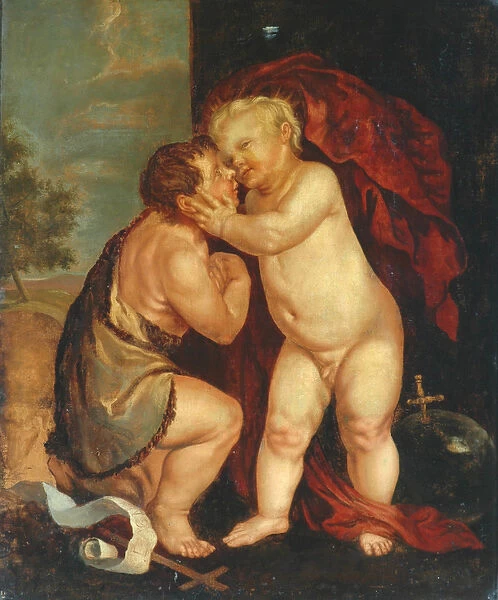 Baby Jesus and John the Baptist (oil on board)