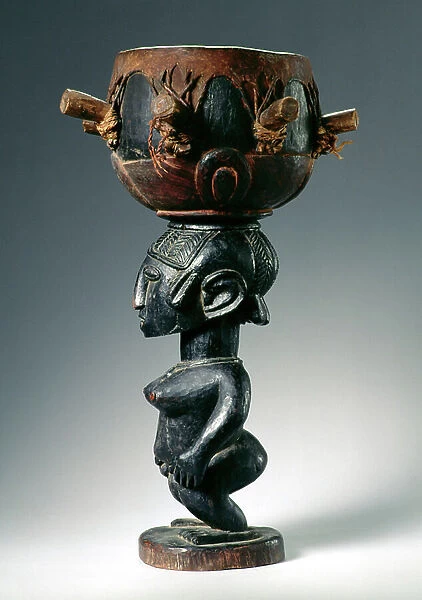 Baga Karyatiden Drum from Guinea (wood and animal hide) (see also 186370)