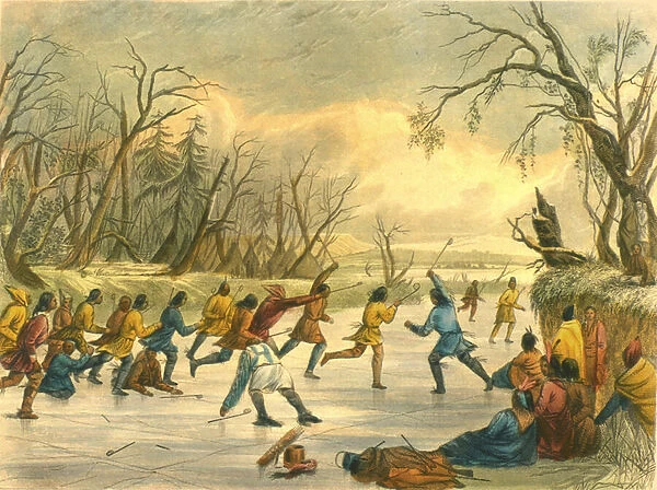 Ball Play on the Ice, 1853 (colour litho)