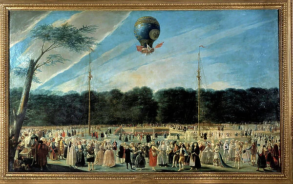 Balloon flight: 'Ascent of a hot air balloon in Aranjuez', 1784 (oil on canvas)