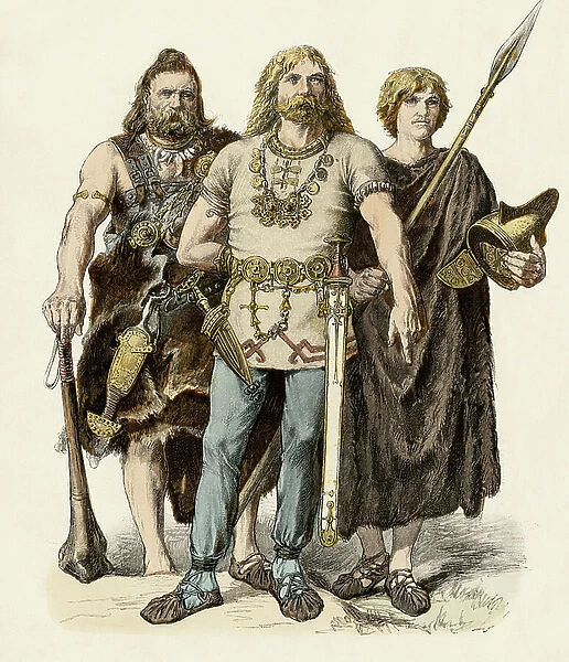 Barbarian peoples of Europe (Gallic, Huns and Celtic) at the time of the Roman Empire