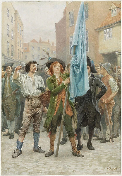 Barnaby Rudge Helping Lead the Gordon Riots, 1884 (w / c with traces of graphite on paper)