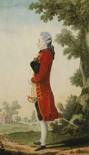 The Baron de Talleyrand, in a Landscape, (black lead, red chalk, watercolour)