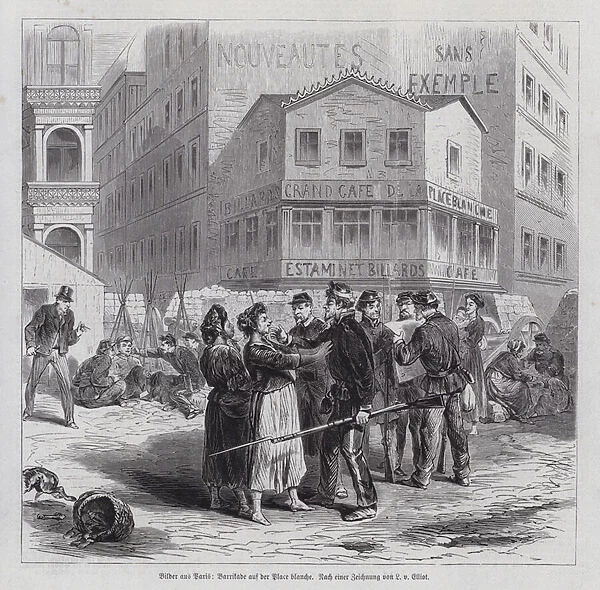 Barricade on the Place Blanche, Paris Commune, 1871 (engraving)
