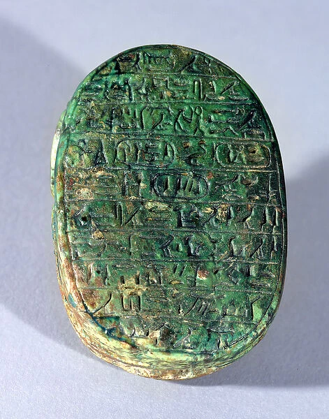 Base of a marriage scarab of Amenhotep III (c. 1417-1379 BC) and Queen Tiye, New Kingdom