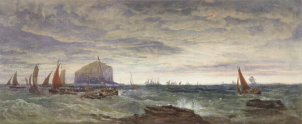 The Bass Rock at Dawn, 1855 (w  /  c & bodycolour over graphite on paper)