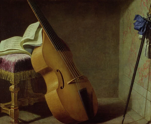 Bass Viol, Score Sheet and a Sword, 1693 (oil on canvas)