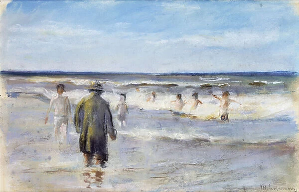 Bathers on the Seashore, (pastel)