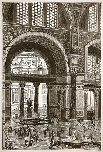 Baths of Caracalla (restored) (litho)