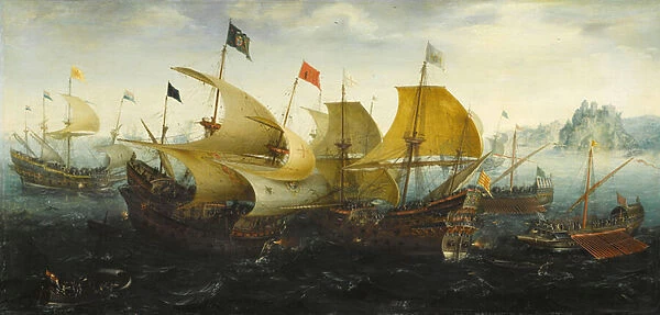 The Battle of Cadiz of 1587 (Dutch and English Ships Attack the Spanish Armada)