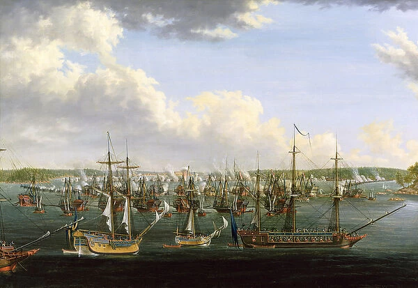The Battle at Fredrikshamn, 15 May 1790 (oil on canvas)