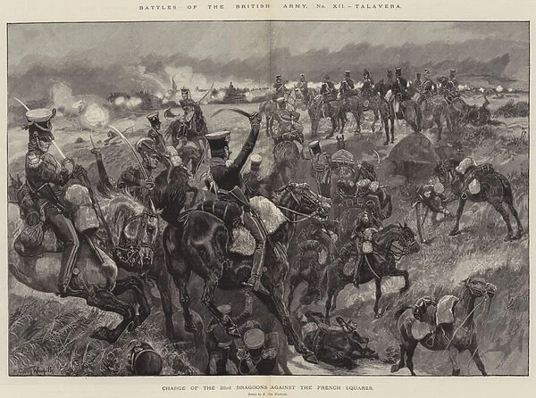 Battles of the British Army, Talavera, Charge of the 23rd Dragoons against the French Squares (engraving)