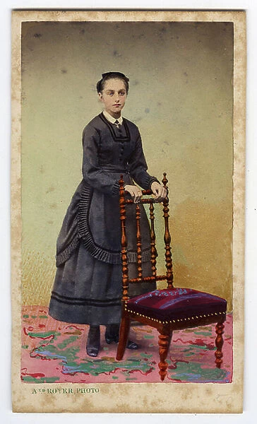 Bayeux, Calvados (14), Lower Normandy, France, Portrait of a young girl in colorise studio, 1875