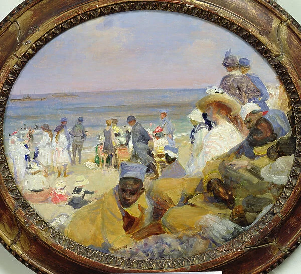 The Beach at Dieppe, 1916 (oil on card)