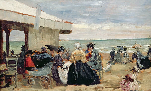 A Beach Scene (oil on canvas)